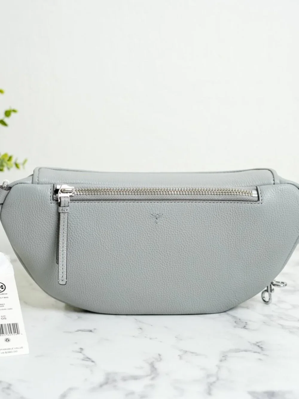Tory Burch Thea Pebbled Leather Belt Bag Fanny Pack in Misty Cloud 165917 NWT
